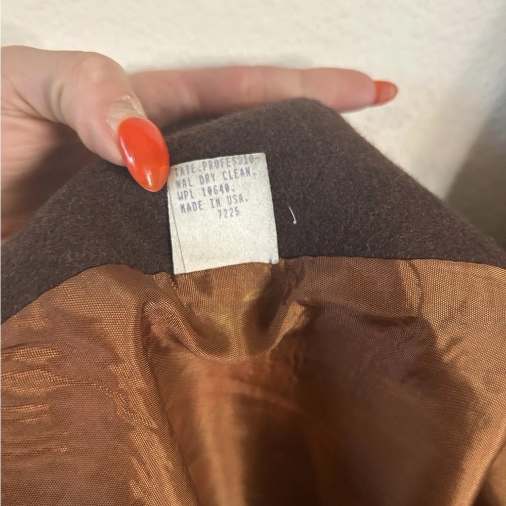 VTG Womens Brown Wool & Leather Maxi Duster Coat USA Oversized 80s XXL Bohemian - Picture 9 of 16